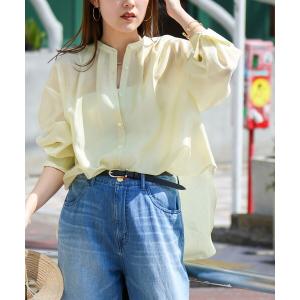 ブラウス シャツ ウォッシャブルサイドボタンシアーブラウス レディース