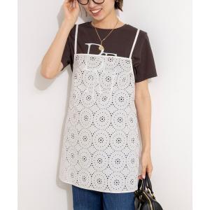 ブラウス シャツ ウォッシャブルレースキャミチュニック レディース