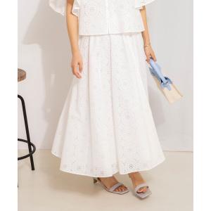 スカート 「セットアップ対応」ウォッシャブルレースフレアスカート