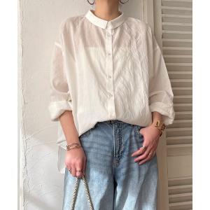 ブラウス シャツ コットンゆるシャーリング2WAYシャツ レディース