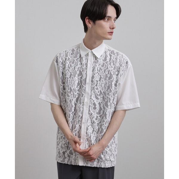 シャツ 半袖 「この夏大注目！」シャドウフラワーレースデザインシャツ/半袖/夏服/花柄/レース/半袖...