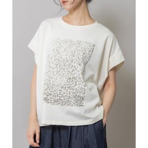 tシャツ レオパード柄プリントタックスリーブTシャツ レディース