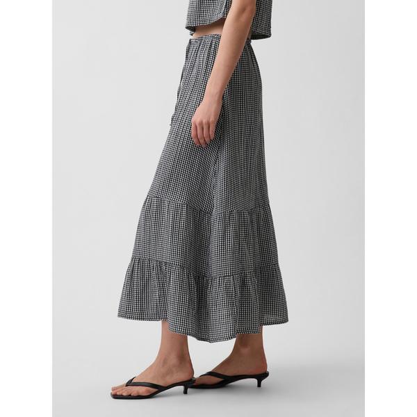 スカート ハイライズ コットンガーゼ イージーウエスト ティアード マキシスカート