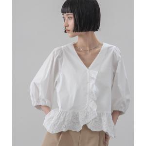 ブラウス シャツ カットワークフリルブラウス  638507 レディース