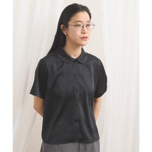 ブラウス シャツ 半袖 _pure satin shirt レディース