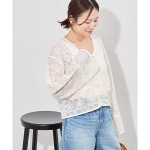 カーディガン フラワーメッシュカーディガン レディース
