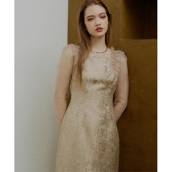 ドレス Shouder frill jacquard dress