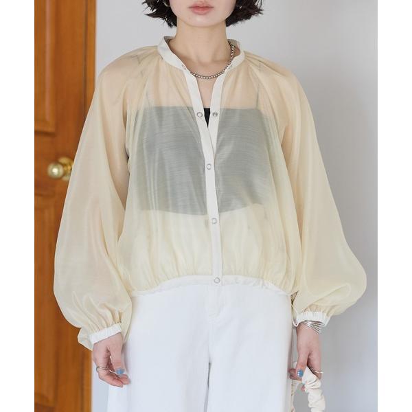 ブルゾン アウター シアー　ギャザーブルゾン レディース