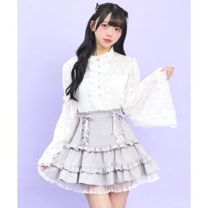 tシャツ フロントフリル姫袖カットソー レディース