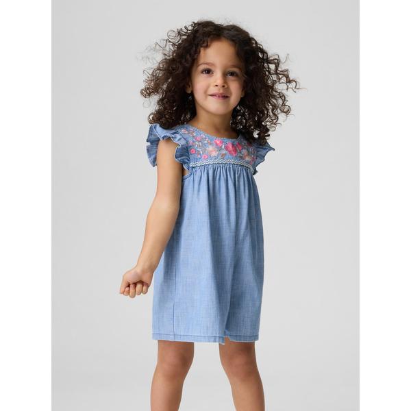 ワンピース デニム 刺しゅう ヨーク カバーオール (幼児・ベビー) キッズ 子供服 女の子