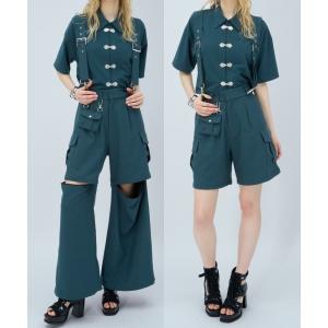 ワイドパンツ カーゴパンツ 「接触冷感」マルチWAYサスツキポケットカーゴパンツ(HARE) レディース