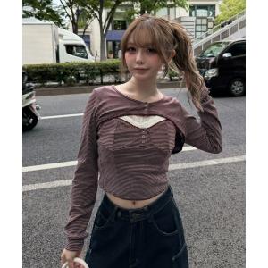 tシャツ 「花柄 / ボーダー」ボレロレイヤードキャミソールセット レディース