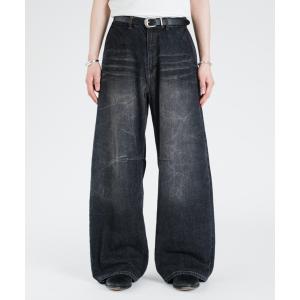 ワイドパンツ ジーンズ Vintage washed darts denim / ヴィンテージウォッシュドダーツデニム メンズ レディース