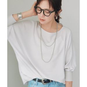 ブラウス シャツ 「シワになりにくい」リブ付きジョーゼットドルマンブラウス　(オフィスカジュアル/シアートップス) レディース