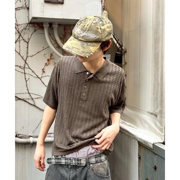 ポロシャツ 半袖 RINGSNAP CABLE KNIT POLO／リングスナップケーブル編みニット...