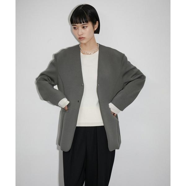 「ADAM ET ROPE'」 ノーカラージャケット FREE チャコールグレー レディース