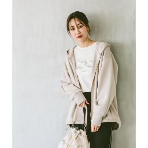 「GLOBAL WORK」 ジップアップパーカー LARGE グレイッシュベージュ レディース