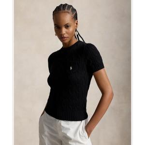 ニット セーター ケーブルニット コットン ショートスリーブ セーター レディース