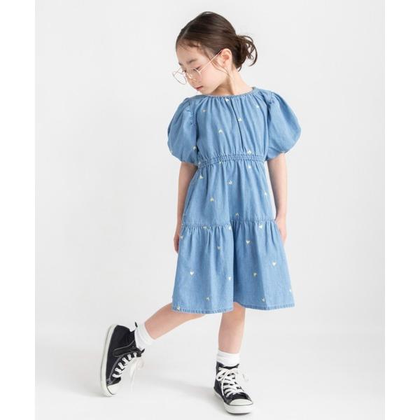 ワンピース 「おそろい」ハート刺繍デニムワンピース キッズ 子供服 女の子