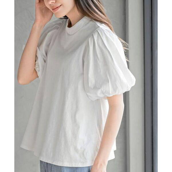 tシャツ スタンドカラーパフスリーブＴ レディース