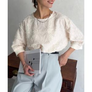 ブラウス シャツ リブ切替花柄JQプルオーバー レディース