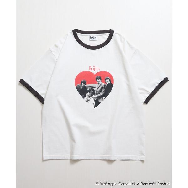 tシャツ 限定展開 THE BEATLES/ザ ビートルズ フォトプリント リンガーTシャツ/ハート...