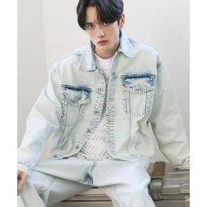 デニムジャケット gジャン ハイブリーチケミカル 加工デニムジャケット メンズ