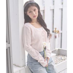 カーディガン openwork knitting ensemble knit / スカシガラアミアンサンブルニット レディース