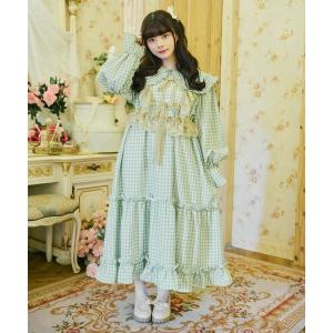 ワンピース 「クティールとレトロ」フリル襟ギンガムチェックティアードワンピース