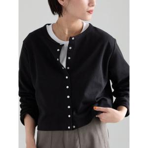 カーディガン カットソークルーネックカーディガン レディース