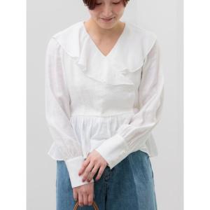 ブラウス シャツ ラッフルフリルペプラムブラウス レディース