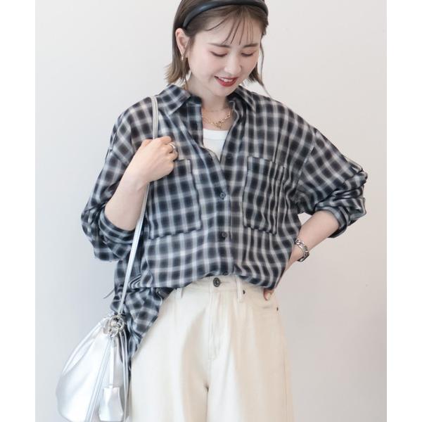 ブラウス シャツ 「接触冷感・イージーケア」シアーチェックシャツ レディース