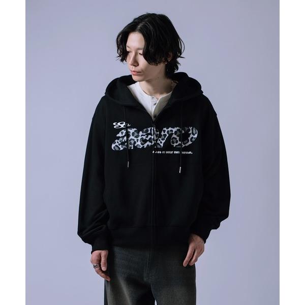 パーカー 総柄ロゴ ZIPパーカー メンズ レディース