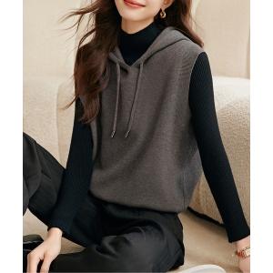 ベスト ジレ フーディーニットベスト レディース