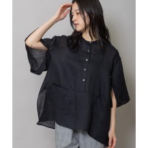 リネンシャツ ブラウス シャツ 夏 60sフレンチリネンキャンバスプルオーバーシャツ レディース