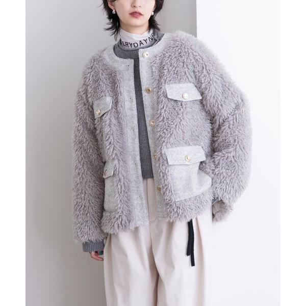 「Eimee Law」 ノーカラージャケット 38 グレー レディース