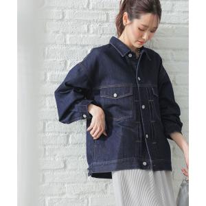 「GLOBAL WORK」 デニムジャケット SHORT ネイビー レディース