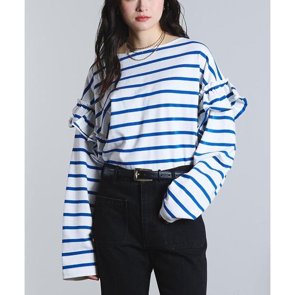 tシャツ (mag.by c)FRILL STRIPE L/S TOP レディース