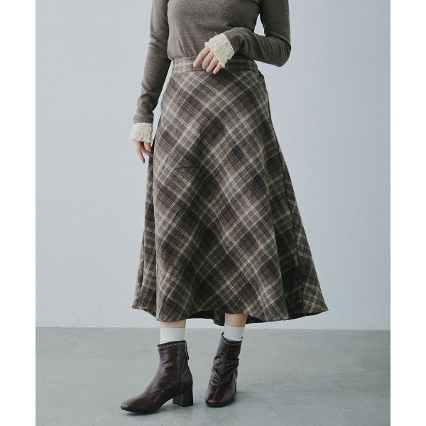 スカート クラシックチェック フレアミモレ丈スカート / Classic Plaid Flare M...