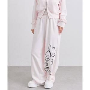 スウェットパンツ ジャージ 刺繍ロゴバックリボンスウェットパンツ レディース