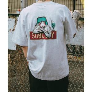 「Subciety」 半袖Tシャツ LARGE アッシュ メンズ
