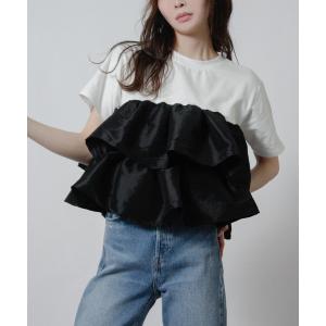 tシャツ 2026SS ナイロンドッキングフリルTシャツ 半袖Tシャツ レディース