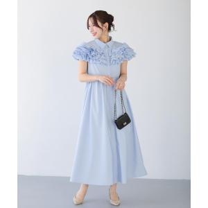 パーティードレス シャツワンピース ダリアフリルロングシャツワンピース