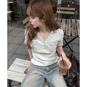 tシャツ Vネックポケット半袖Tシャツ レディース