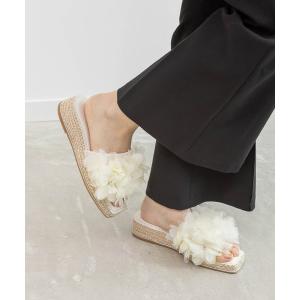 サンダル エアリーフラワーミュールサンダル レディース