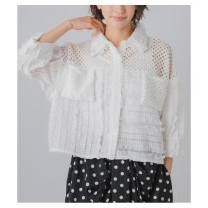 ブラウス シャツ 「GALENA」メッシュフリルコンビブラウス レディース