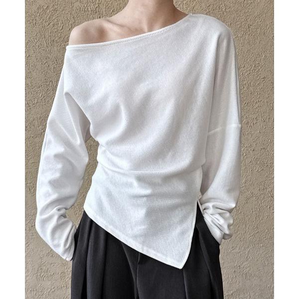 チュニック オフショルダー ドレープ ニットトップス
