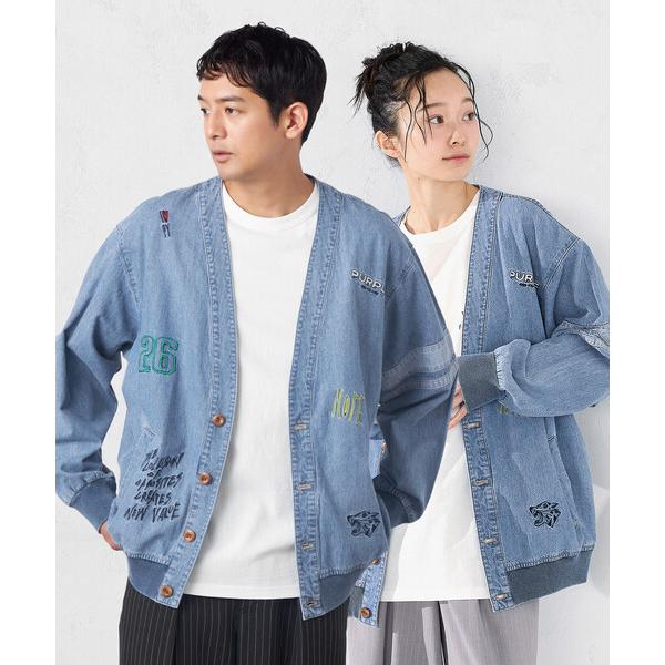 コート ジャケット ライトオンスデニム 刺繍カーディガン メンズ レディース