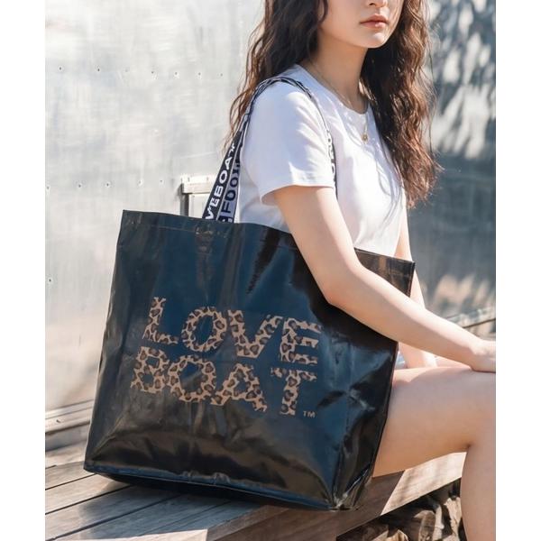 トートバッグ 「LOVE BOAT/ラブボート」LOVE BOAT レオパードロゴ ショッパー トー...