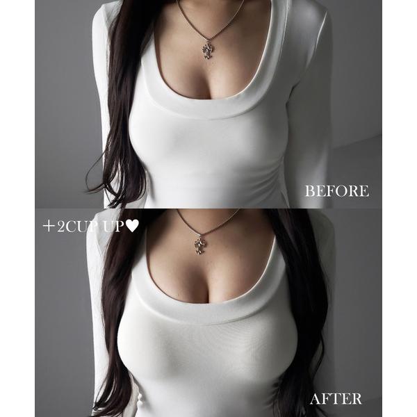 ノンワイヤーブラ ブラジャー 「 ＋５ｃｍ厚盛ブラパッド 」ボリュームアップバンドゥブラトップ ／ ...